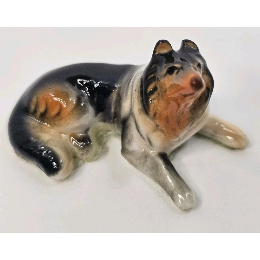 Vtg Mini Collie Figurines, 1990's - Lot‎ Of 2